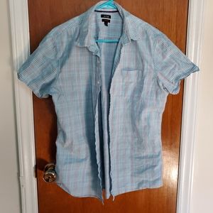 Light blue plaid button down shirt
